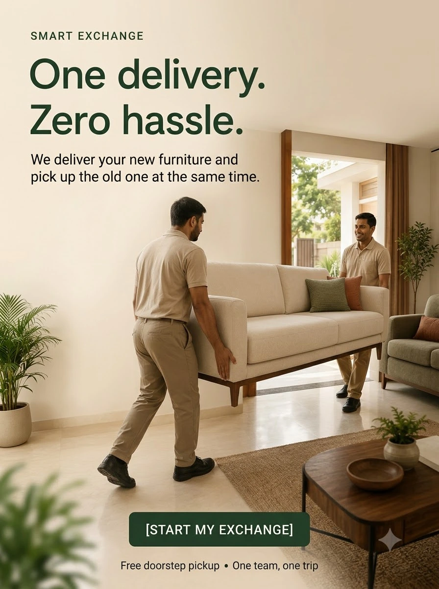 Delivery team carrying a new sofa into a home
